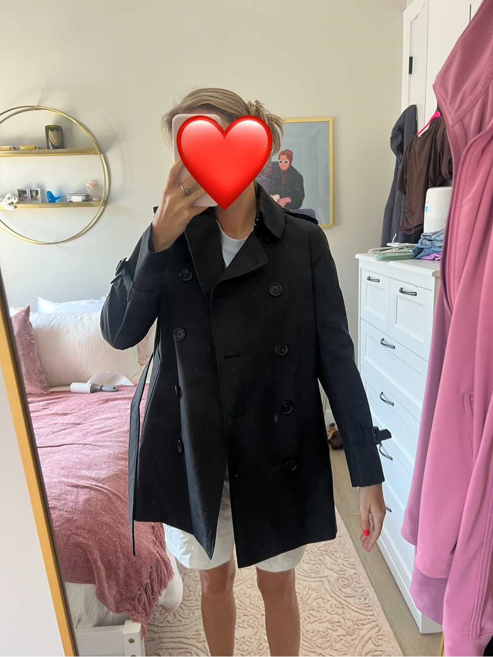 Classic Black Trench Coat with Belt - Picture 9 of 9